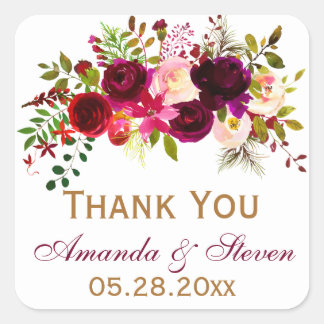 Pegatina favorito de la boda - Florales de Borgoña