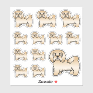 Pegatina Fawn Havanese Cute Cartog Ilustraciones de perros