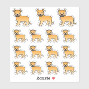 Pegatina Fawn Staffordshire Bull Terrier Cute Cartoon Dogs