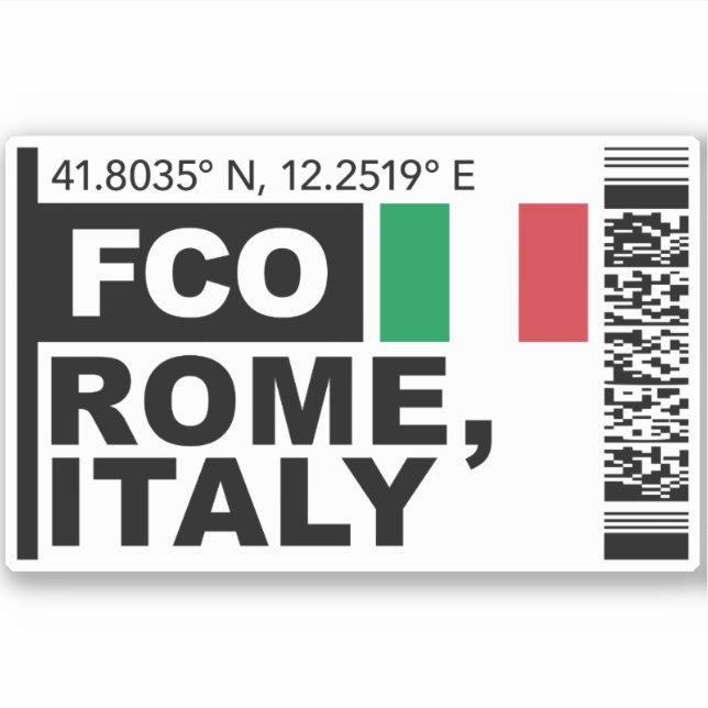 Pegatina FCO Rome Boarding Pass - Italy Travel (Anverso)
