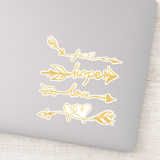 Pegatina Fe, Esperanza, Flechas de Amor (Detalle)