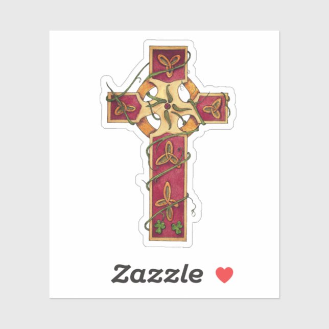 Pegatina Fe y patrimonio - Cruz celta (Hoja)