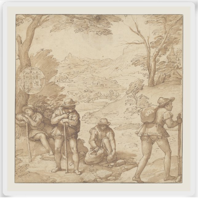 Pegatina Federico Zuccaro - La alucinación de Taddeo (Anverso)