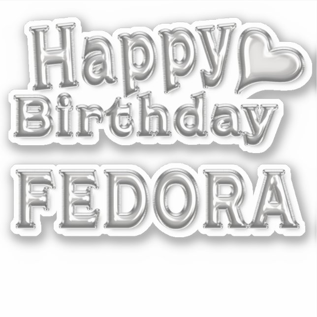 Pegatina Fedora Happy Birthday silver Aufkleber Sticker (Anverso)
