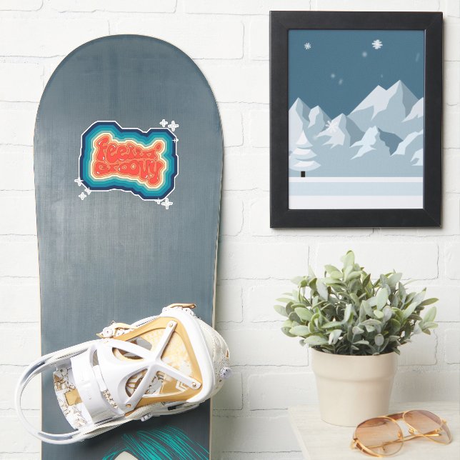 Pegatina Feelin' Groovy - estilo de los años 70 (snowboard)