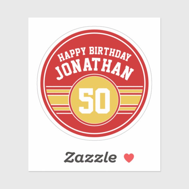 Pegatina Felices bandas deportivas de cumpleaños con el roj (Hoja)