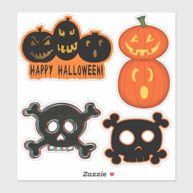Pegatina Felices calumnias de calabazas de Halloween (Hoja)