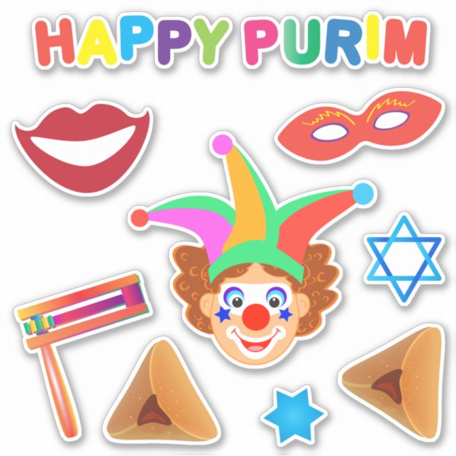 Pegatina Felices Fiestas de Purim Festival de Fiestas (Anverso)