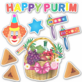 Pegatina Felices Fiestas de Purim Festival de Fiestas Símbo