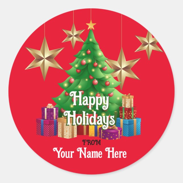 Pegatina Felices Fiestas Personalizado (Anverso)