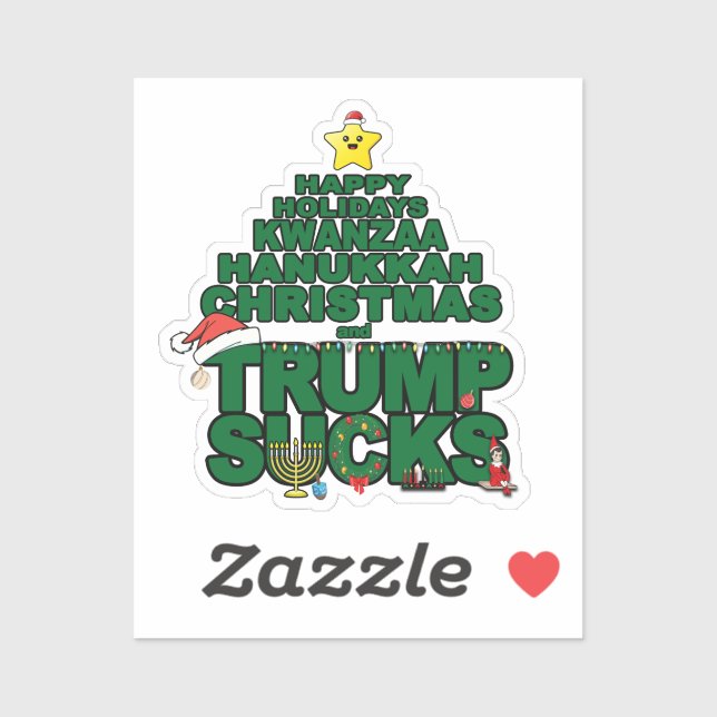 Pegatina Felices fiestas Trump Sucks (Hoja)