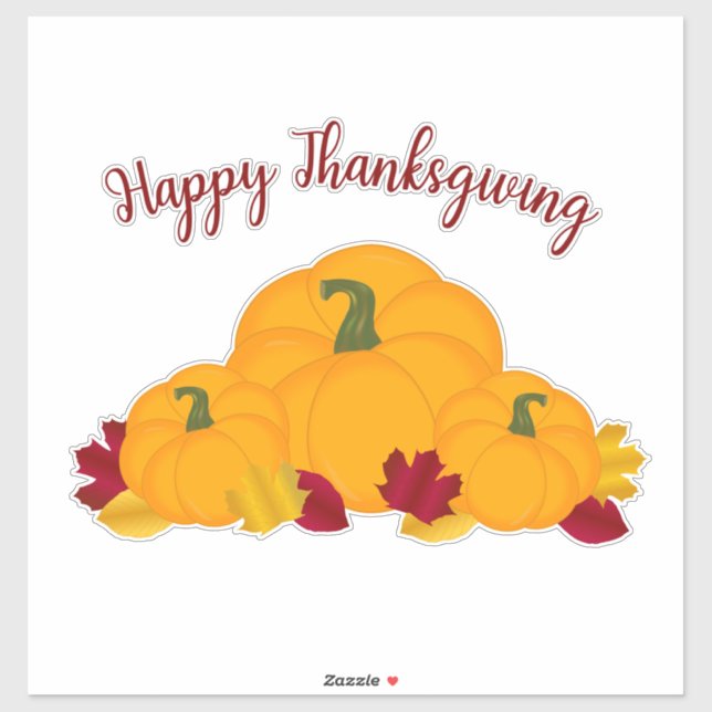 Pegatina Felices hojas de otoño y calabazas Naranjas (Hoja)