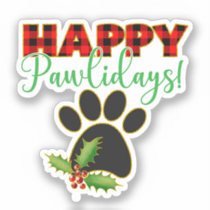 Pegatina Felices Pawlidays   Regalo de Navidades para el am