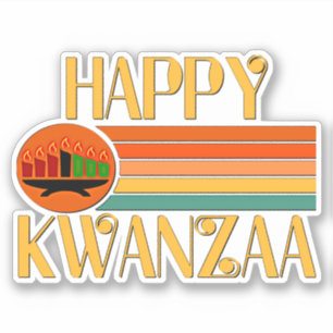 Pegatina Felices velas de Kwanzaa 7, corte de besos