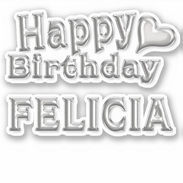 Pegatina Felicia Happy Birthday silver Aufkleber Sticker (Anverso)