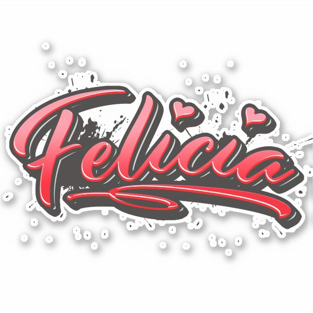Pegatina Felicia red Heart Graffiti Aufkleber Sticker (Anverso)