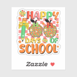 Pegatina feliz 100 días de escuela. aprecio del profesor