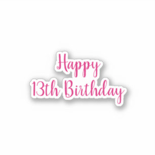 Pegatina Feliz 13 aniversario a simple Personalizado rosa M
