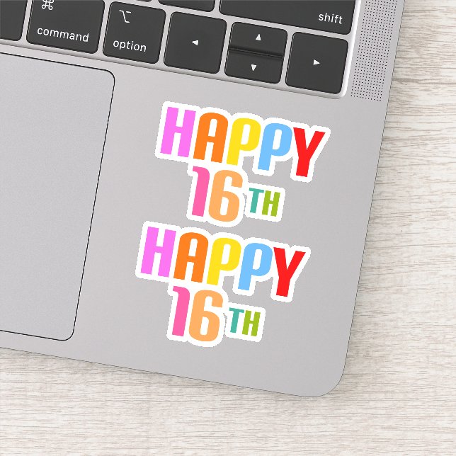 Pegatina Feliz 16.º (Detalle)
