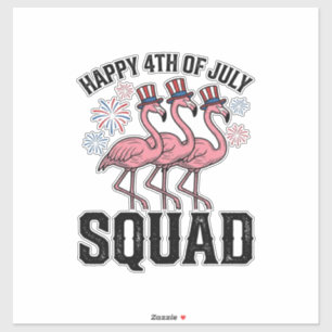 Pegatina Feliz 4 de julio Flamingo Squad Diseño Vectorial_1