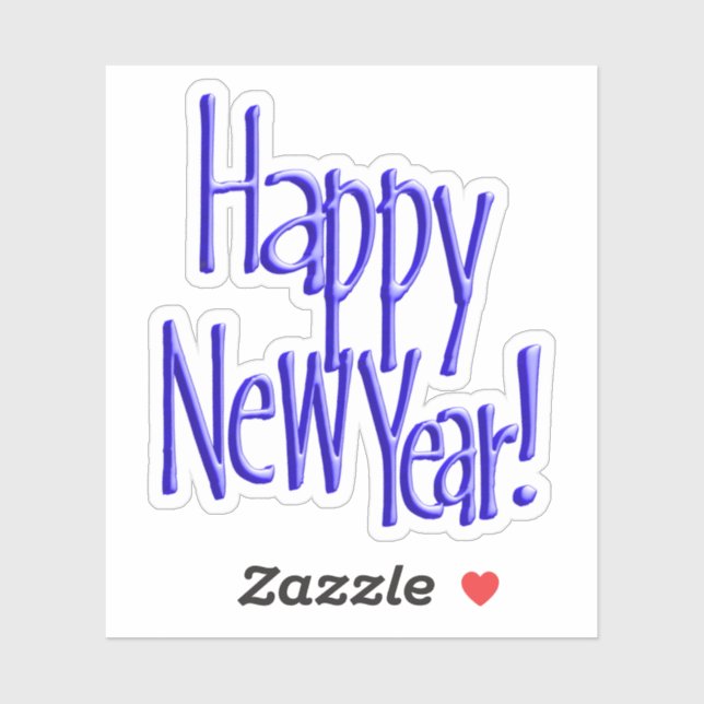 Pegatina Feliz Año Nuevo Azul   (Hoja)