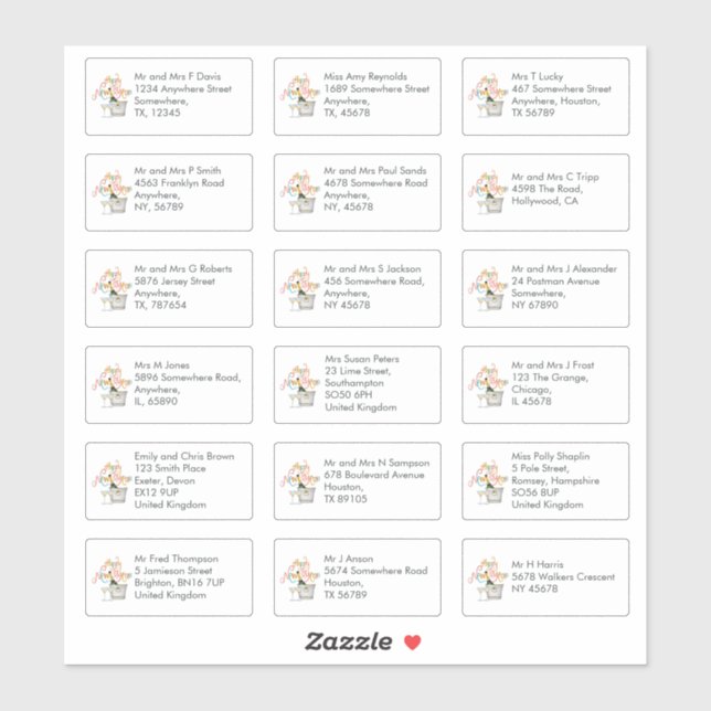 Pegatina Feliz Año Nuevo Destinatario Individual Dirección (Hoja)