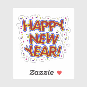 Pegatina Feliz Año Nuevo Rojo