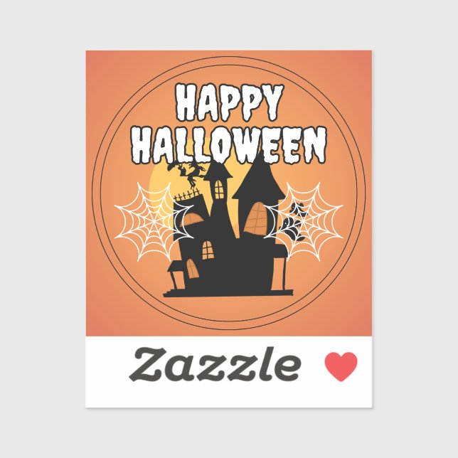 Pegatina Feliz anuncio de Halloween House (Hoja)