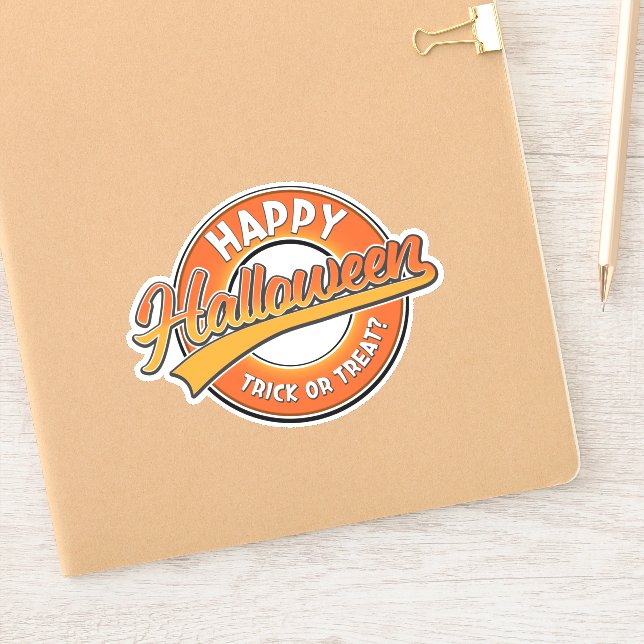 Pegatina ¿Feliz banca o trato de Halloween? (Cuaderno)