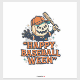 Pegatina Feliz béisbol Ween Vintage Halloween Diseño de béi