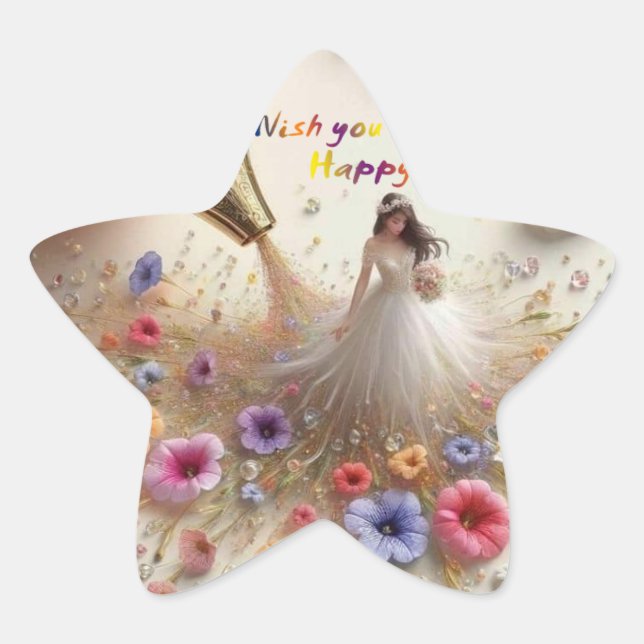 Pegatina feliz Boda (Anverso)