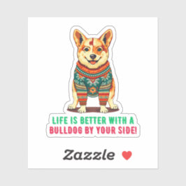 Pegatina Feliz bulldog navideño