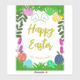 Pegatina Feliz caza decorativa de huevos en Pascua