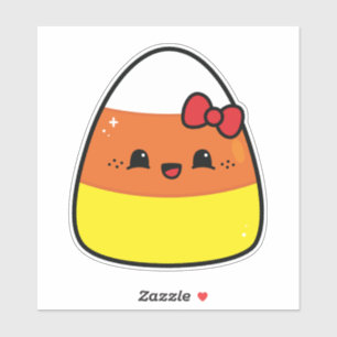 Pegatina Feliz Chica de maíz Kawaii para Halloween