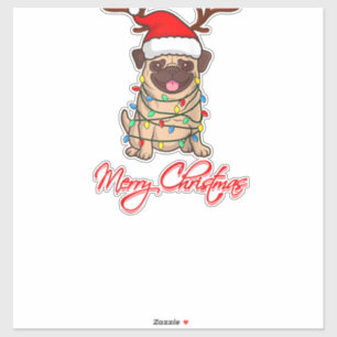 Pegatina FELIZ CHRISTMAS PROPIETARIO DE PUG Navidades feos