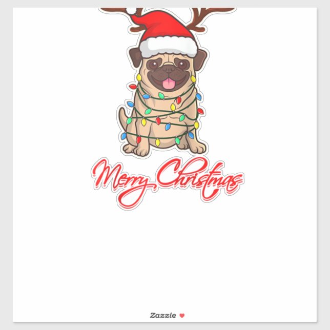 Pegatina FELIZ CHRISTMAS PROPIETARIO DE PUG Navidades feos  (Hoja)