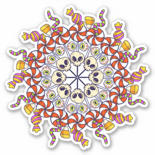 Pegatina Feliz Collage de dulces de Halloween (Anverso)