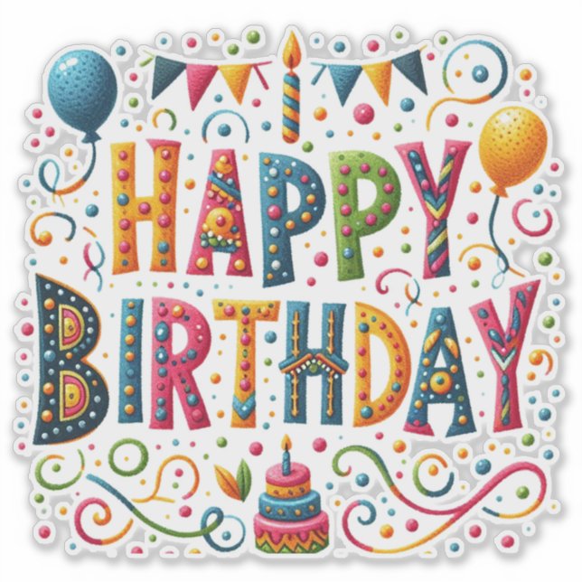 Pegatina Feliz cumpleaños (Anverso)