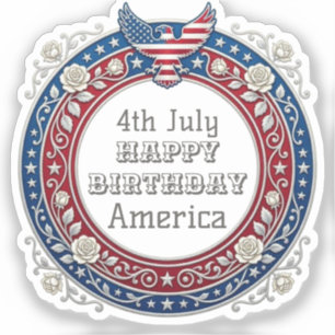 Pegatina Feliz cumpleaños América Águila Patriótica 4 de ju