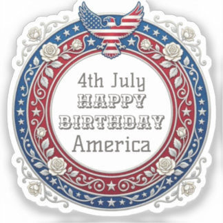Pegatina Feliz cumpleaños América Águila Patriótica 4 de ju