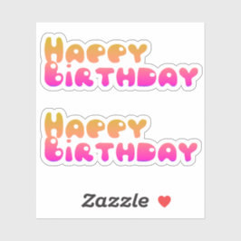 Pegatina Feliz cumpleaños Bubble Design amarillo rosado