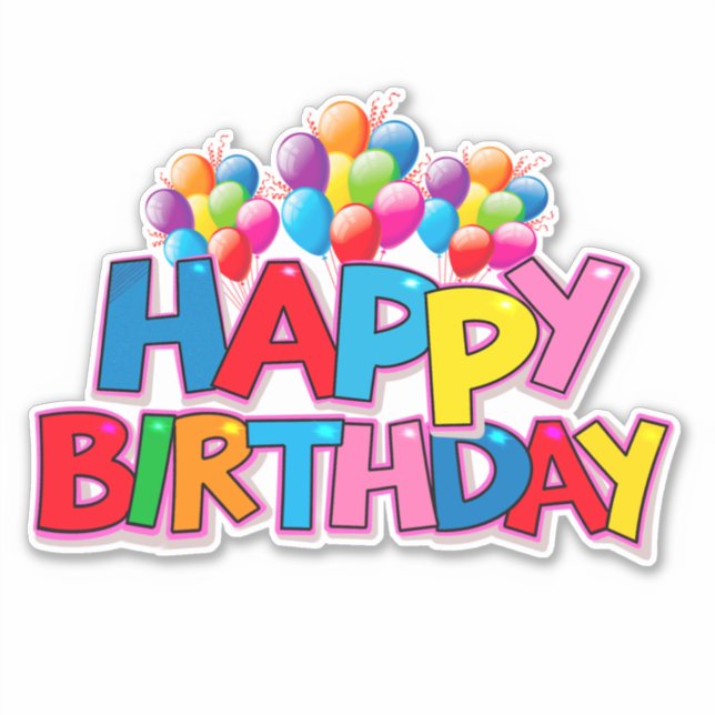 Pegatina Feliz cumpleaños con los globos personalizado cort (Anverso)
