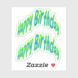 Pegatina Feliz cumpleaños Funky Textos Azul/Verde