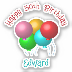 Pegatina Feliz cumpleaños globos Personalizado Año de texto
