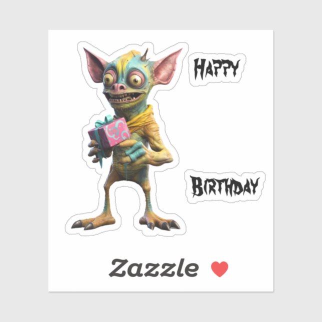 Pegatina Feliz cumpleaños Gremlin (Hoja)
