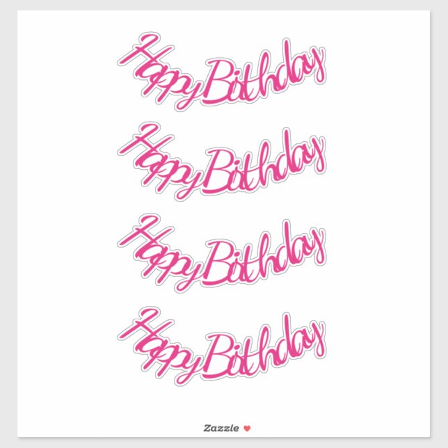 Pegatina Feliz cumpleaños Hot Pink Cute Girly Fiesta 2023 G (Hoja)