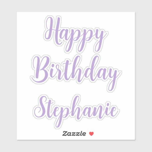 Pegatina Feliz cumpleaños Lavender nombre personalizado púr (Hoja)
