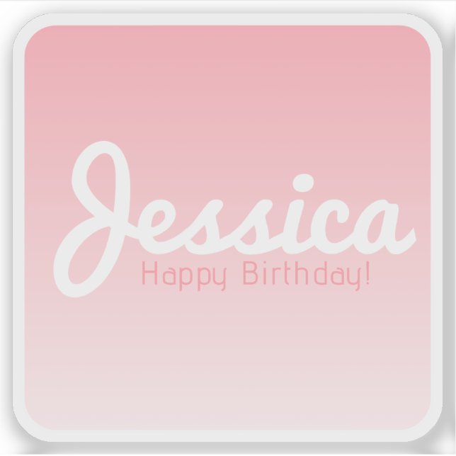 Pegatina Feliz cumpleaños, nombre de Personalizable | Rosa  (Anverso)