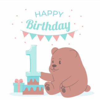 Pegatina Feliz cumpleaños número uno