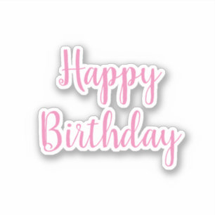 Pegatina Feliz cumpleaños Pink White Trendy Guay Simple